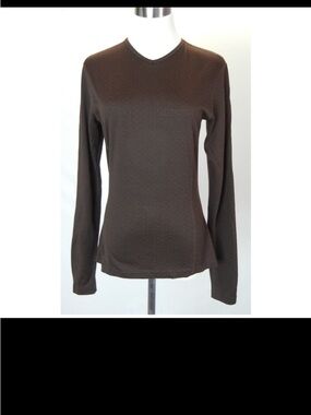 SMARTWOOL Women's Brown Merino Wool Long Sleeve Stretch V-Neck Baselayer Size LG